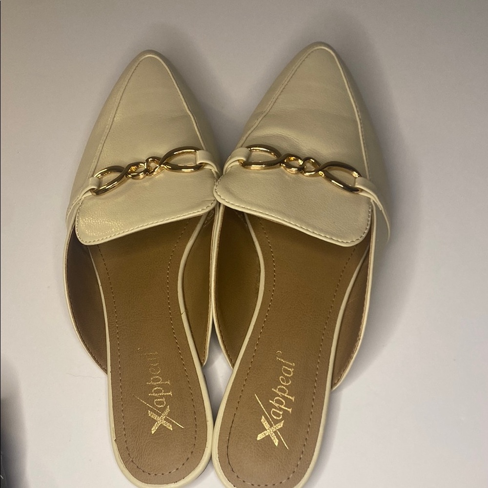 Xappeal Cream Women's Loafers with Gold Accent